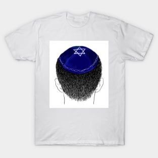 Blue kippah with white Magen David embroidery T-Shirt